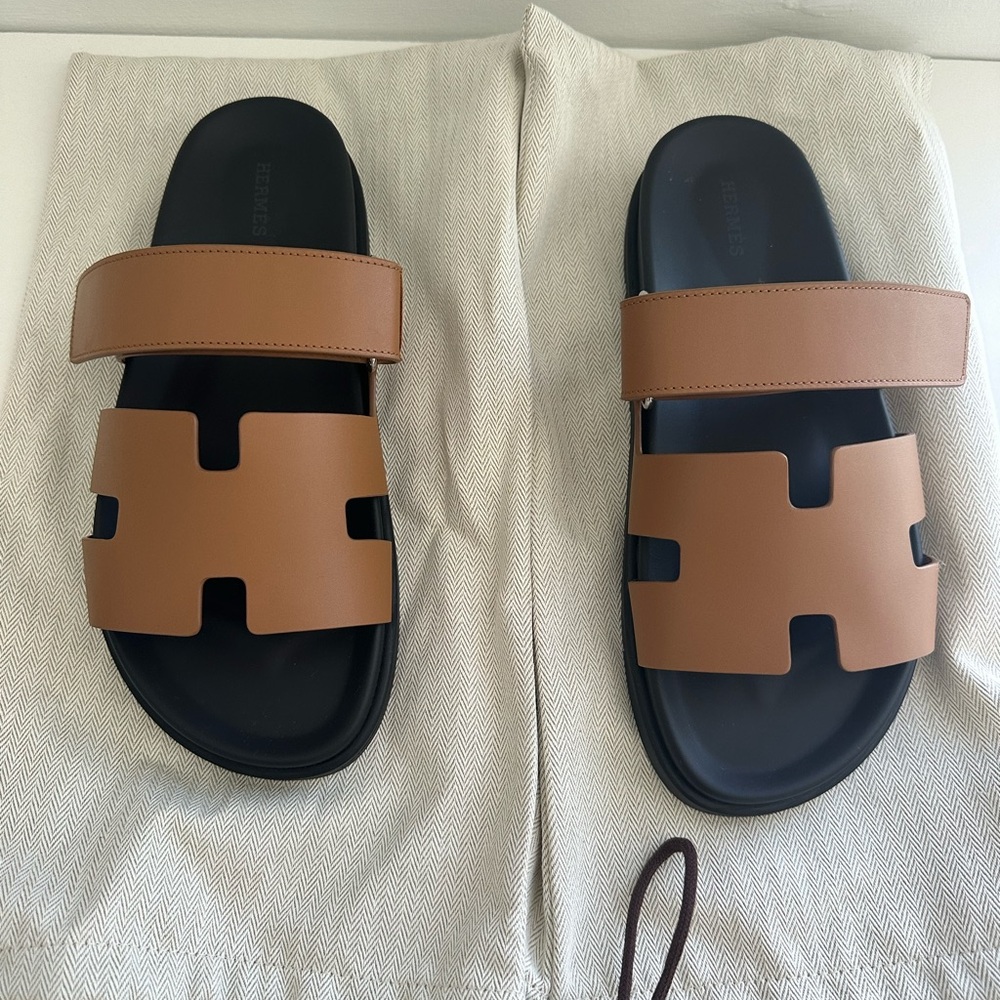 Hermes 41 Chypre Brown Slide Sandals (EU 41 - I'm a Womens size 10)